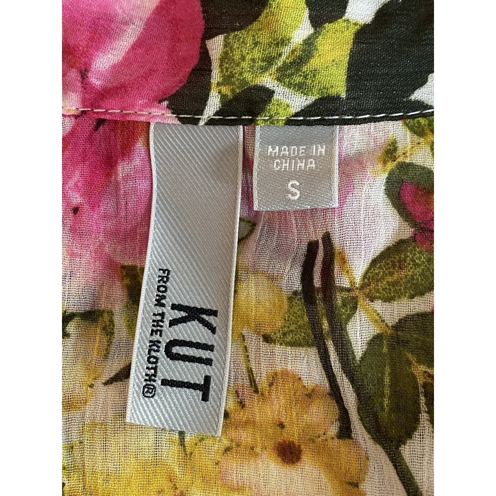 KUT From The Kloth Chiffon Button-Up Shirt Floral Dusty Pink Small NWT - Picture 9 of 14
